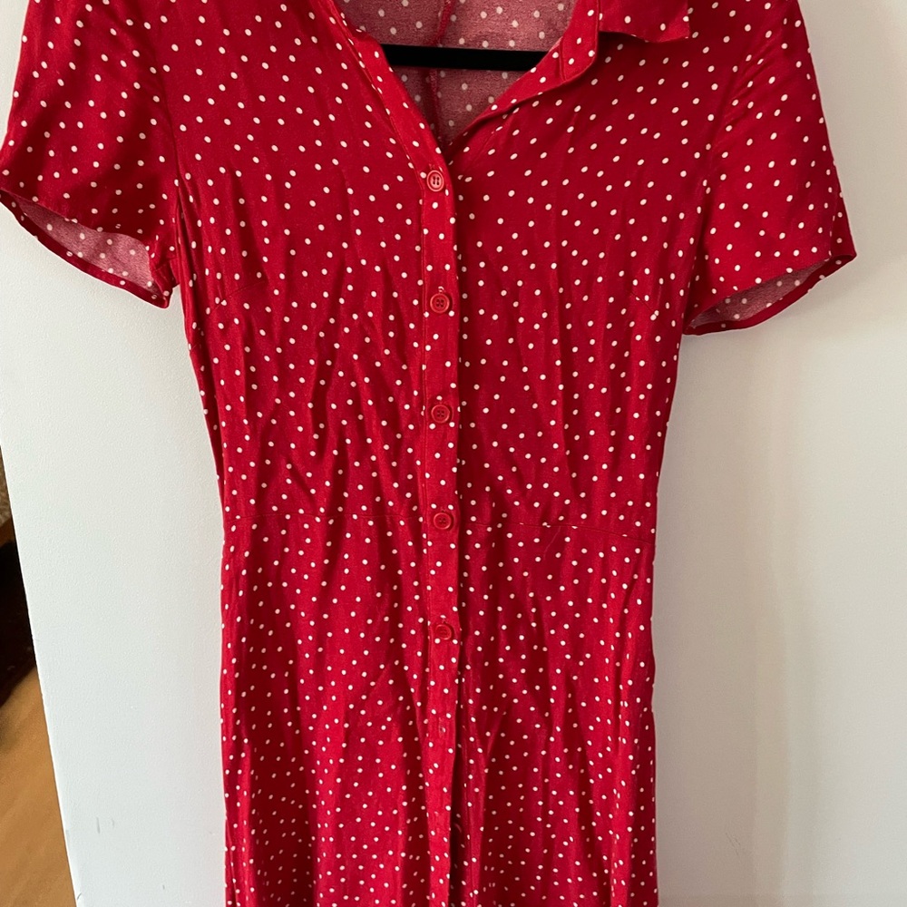 Reformation Red and White Polka Dot Mini Dress